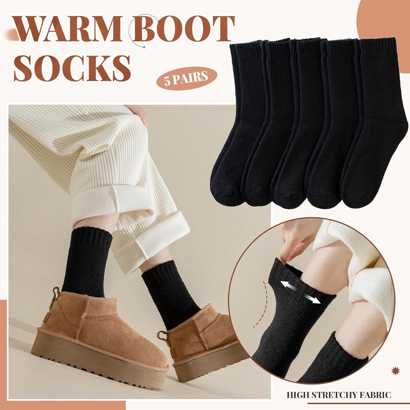 Velice Merino Wool Socks for Women 5 Pairs Warm Winter Hiking Thick Thermal Cozy Boot Work Soft Ladies Crew Socks - Image 3